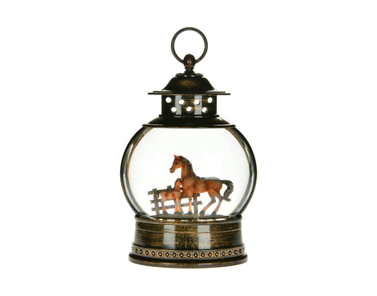 Equestrian Elegance: Horse and Foal Snow Globe - A Whimsical Winter Wonderland Keepsake for Your Holiday Decor!