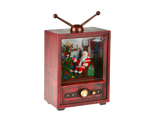 Timeless Festivity: 9" LED Vintage TV Water Globe with Santa - Illuminate Your Holidays with Retro Elegance!