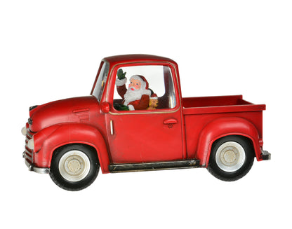 Jingle All the Way with our Festive 11x5" LED Red Truck Water Globe Featuring Santa – A Must-Have Christmas Decor Delight for Your Holiday Joyride!