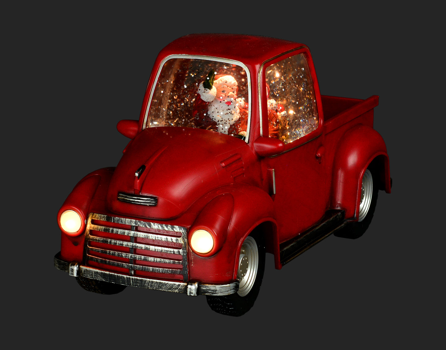 Jingle All the Way with our Festive 11x5" LED Red Truck Water Globe Featuring Santa – A Must-Have Christmas Decor Delight for Your Holiday Joyride!