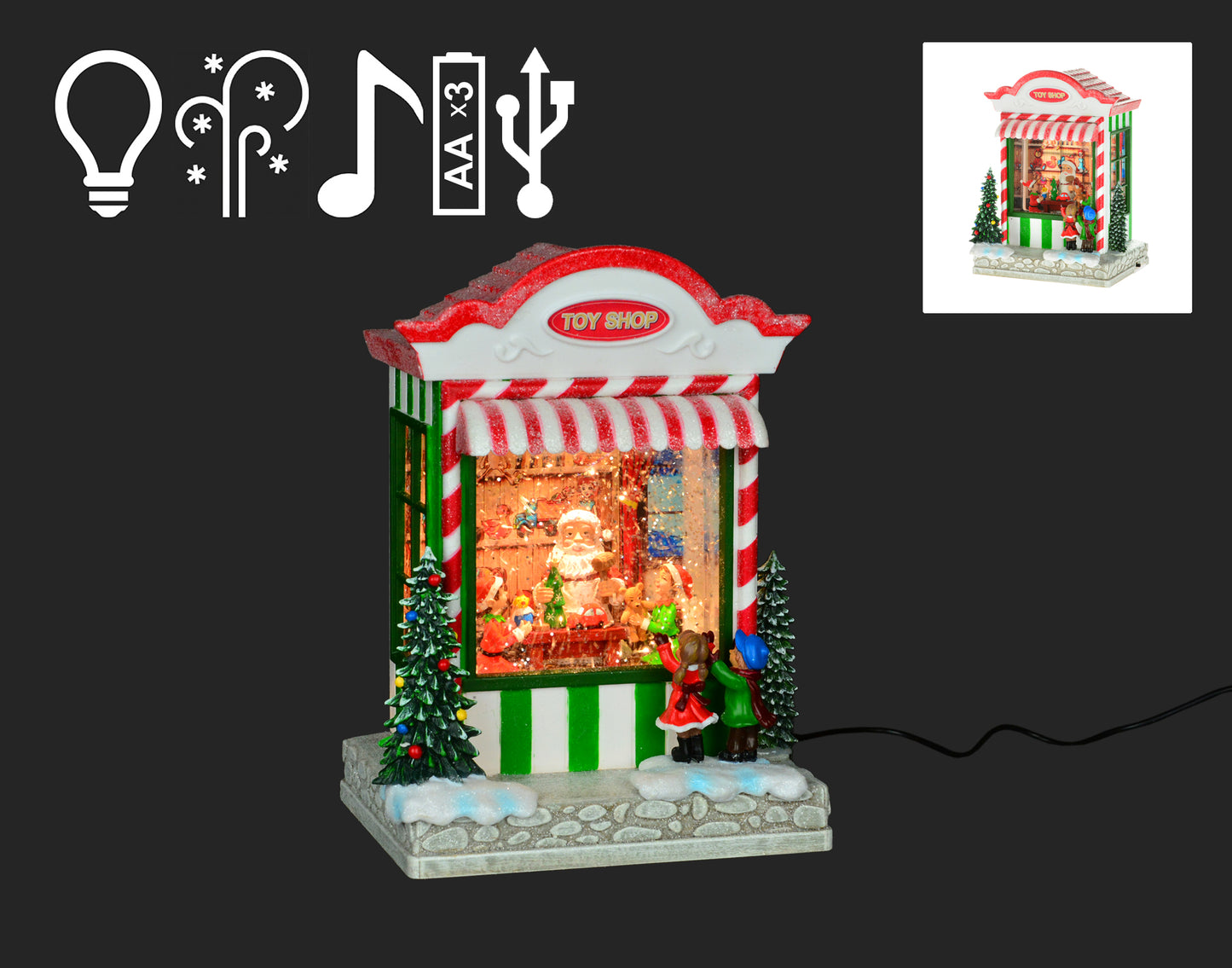 Sweeten Your Season with the 9" Candy House Water Globe featuring Santa – A Whimsical Holiday Delight for Festive Joy!