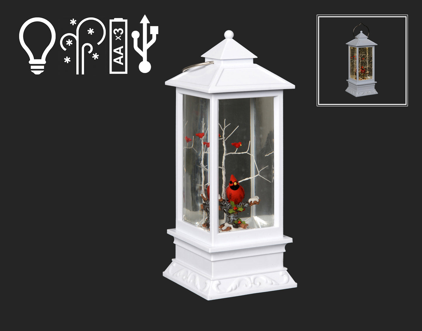 Radiant Winter Bliss: Explore the 11" White Cardinal Lantern with Lights - Your Perfect Holiday Home Accent!