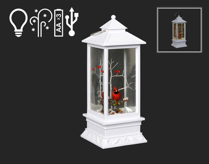 Radiant Winter Bliss: Explore the 11" White Cardinal Lantern with Lights - Your Perfect Holiday Home Accent!