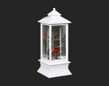 Radiant Winter Bliss: Explore the 11" White Cardinal Lantern with Lights - Your Perfect Holiday Home Accent!