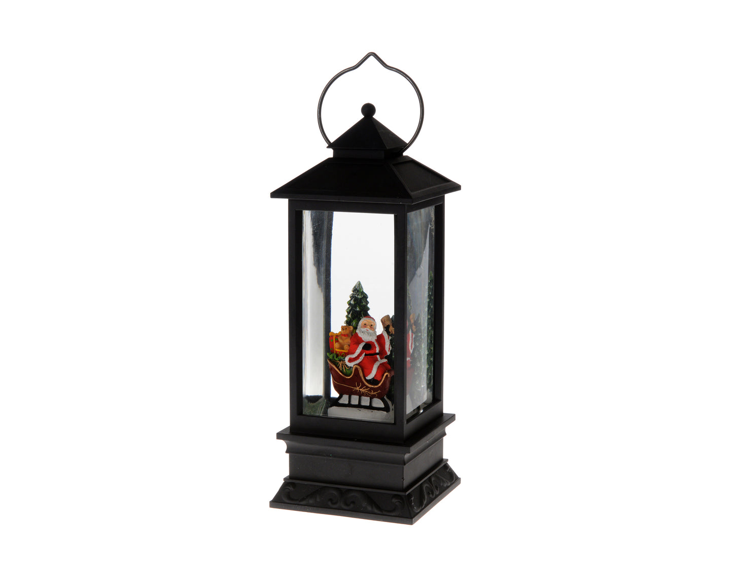 Light Up the Holidays: 11" Black Santa Lantern with Radiant Lights – Your Essential Festive Beacon for a Merry Christmas!