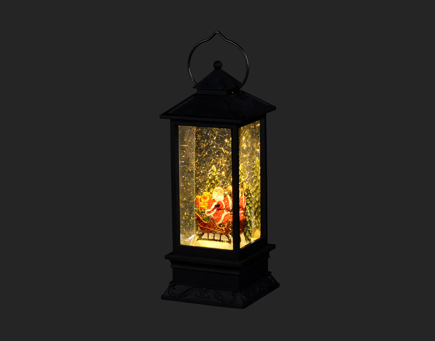 Light Up the Holidays: 11" Black Santa Lantern with Radiant Lights – Your Essential Festive Beacon for a Merry Christmas!