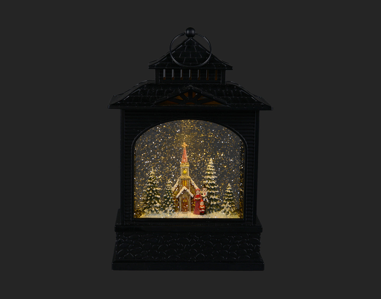 Top-Selling Snow Globes: Black Lantern with Carolers and LED Lights - Enhance Your Holidays with Premium Festive Decor