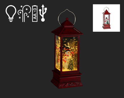 Charming Holiday Glow: 11" Red Snowman Lantern with LED Lights – Festive Decor to Light Up Your Season!