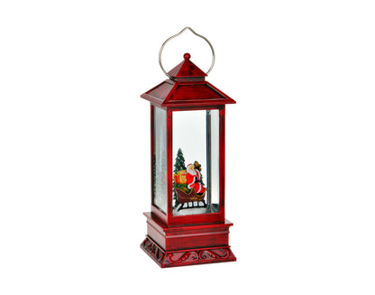 Deck the Halls with Our 11" Red LED Lantern - Santa in Sleigh Christmas Delight for Festive Illumination!