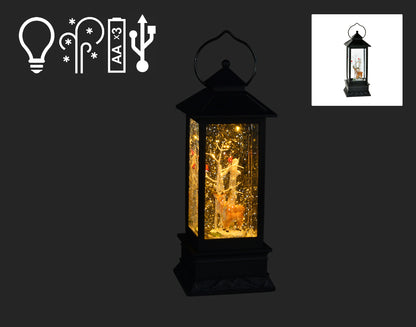 Top-Rated Elegance: 11" Black LED Lantern with Graceful Deer - Enhance Your Holiday Ambiance with this Stunning Decorative Piece!