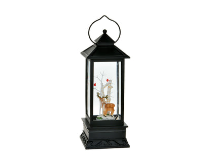 Top-Rated Elegance: 11" Black LED Lantern with Graceful Deer - Enhance Your Holiday Ambiance with this Stunning Decorative Piece!