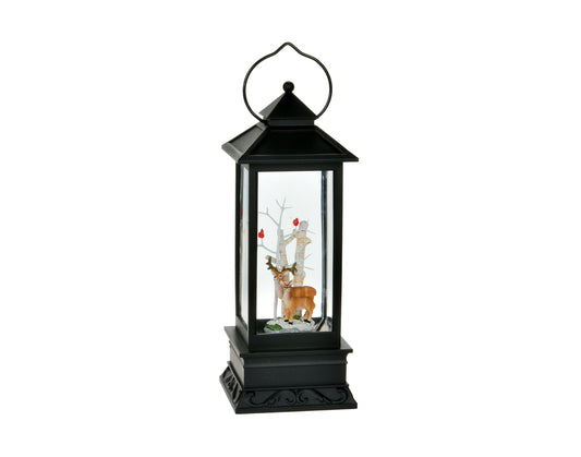 Top-Rated Elegance: 11" Black LED Lantern with Graceful Deer - Enhance Your Holiday Ambiance with this Stunning Decorative Piece!