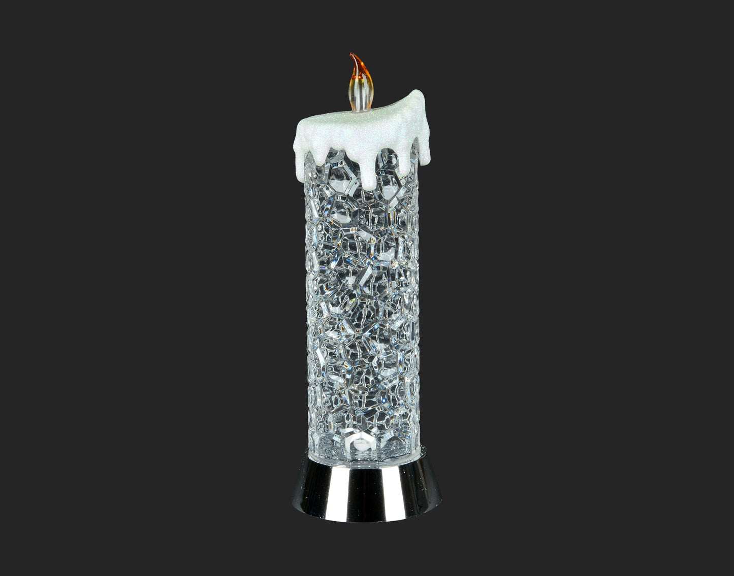 Glimmering Elegance: 12" White LED Glitter Candle - Illuminate Your Holidays with Grace and Glamour!