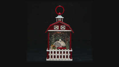 Capture the Season: 9.5" Barn Water Globe - Featuring Truck and House for a Cozy Christmas Atmosphere!