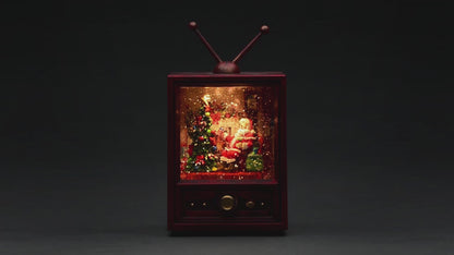 Timeless Festivity: 9" LED Vintage TV Water Globe with Santa - Illuminate Your Holidays with Retro Elegance!