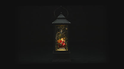 Light Up the Holidays: 11" Black Santa Lantern with Radiant Lights – Your Essential Festive Beacon for a Merry Christmas!