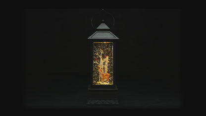 Top-Rated Elegance: 11" Black LED Lantern with Graceful Deer - Enhance Your Holiday Ambiance with this Stunning Decorative Piece!